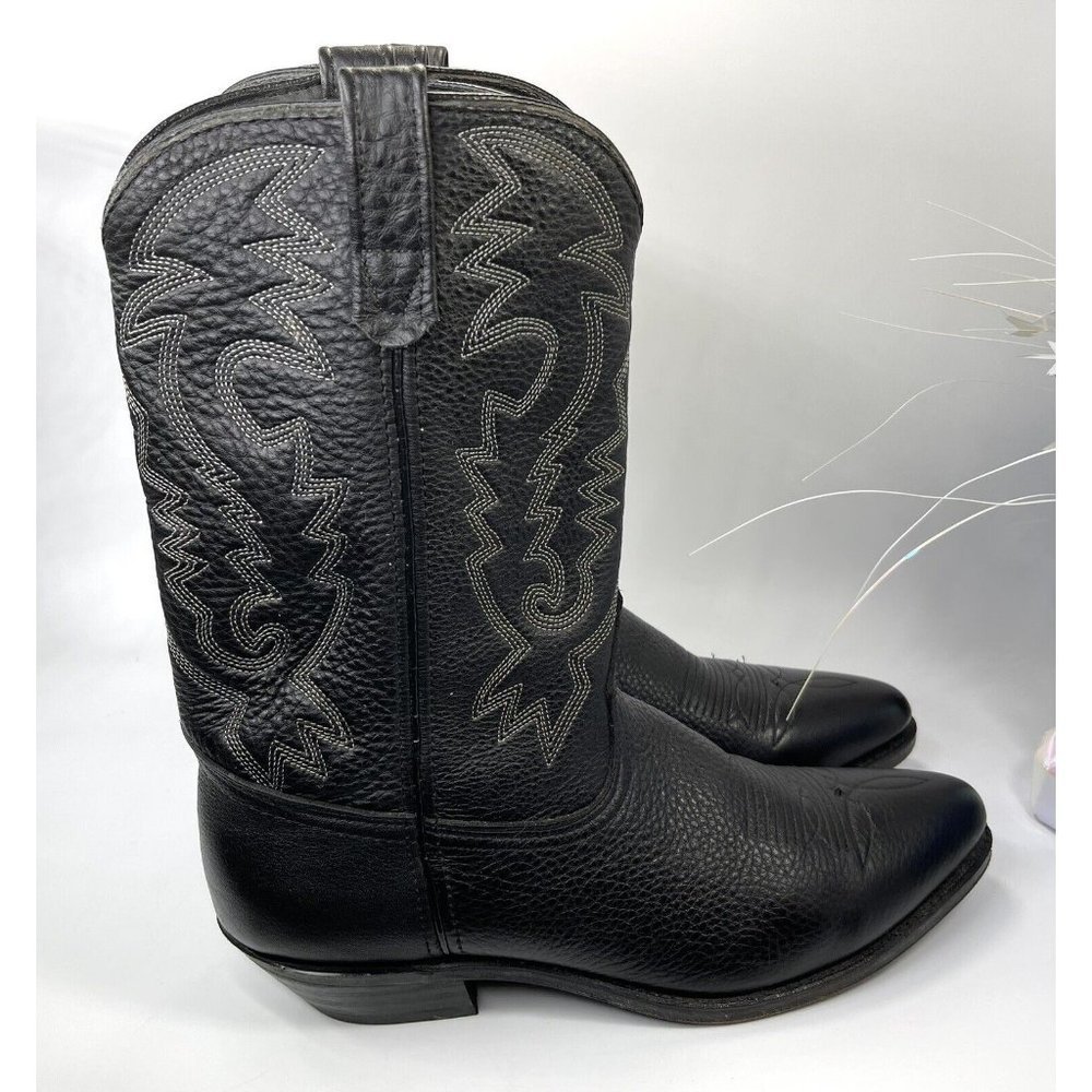 Cowboy boots MEN'S Classic Western  Style Black leather Size 12 D EUR 46